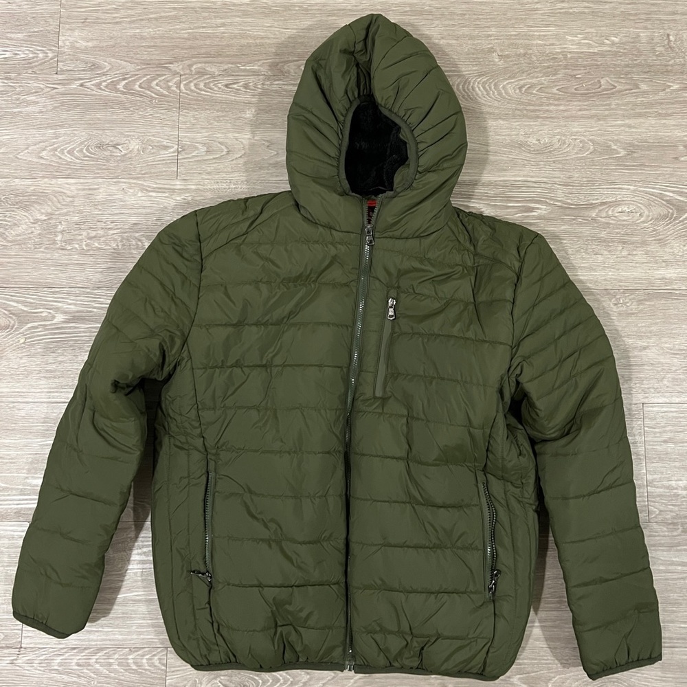 NEW Spire Sherpa-Lined Hooded Puffer Jacket SIZE:L